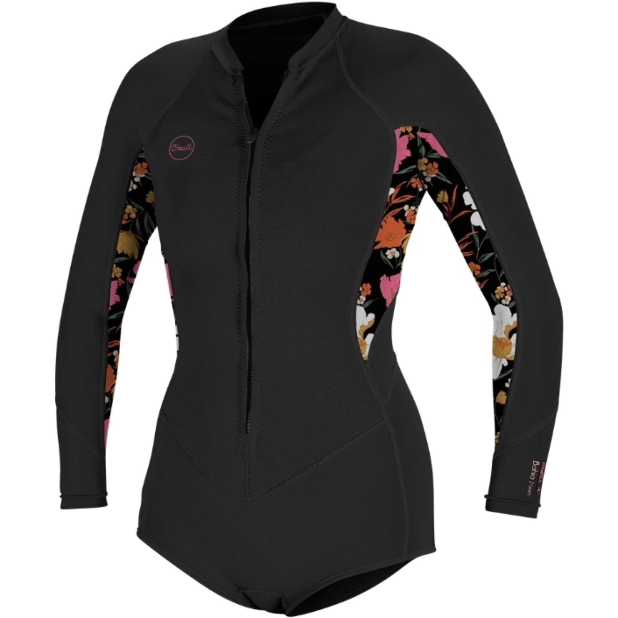 2024 Oneill Womens Bahia 2 1mm Long Sleeve Front Zip Shorty Wetsuit